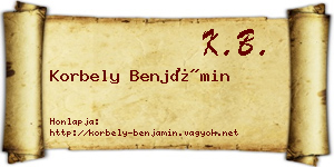 Korbely Benjámin névjegykártya
